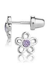 good-looking silver cubic zirconia June birthstone baby earrings